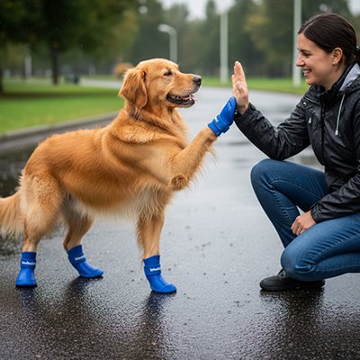 Bottes pour chien bleu en silicone