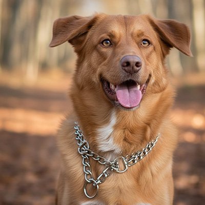 Collier chien double rangée anneaux