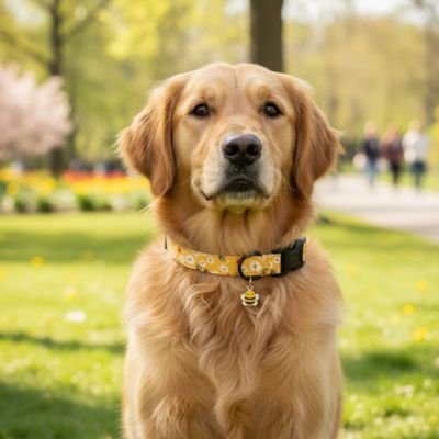 Collier chiot jaune avec pendentif abeille