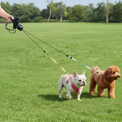 Double Laisse pour chien anti enchevêtrement