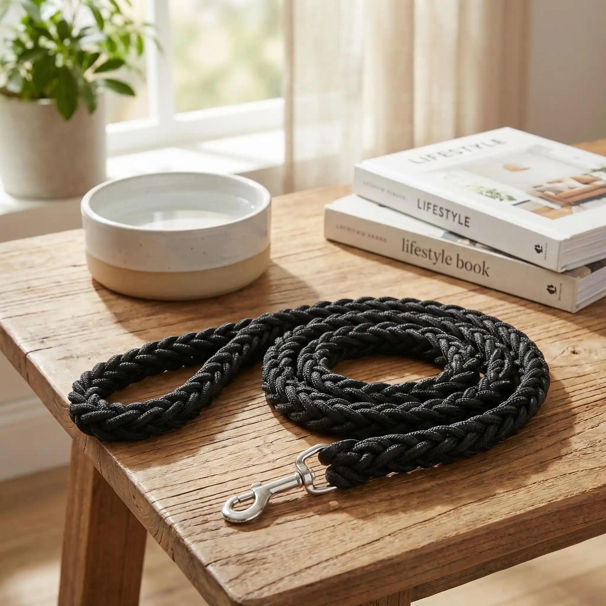laisse pour chien tressé noir